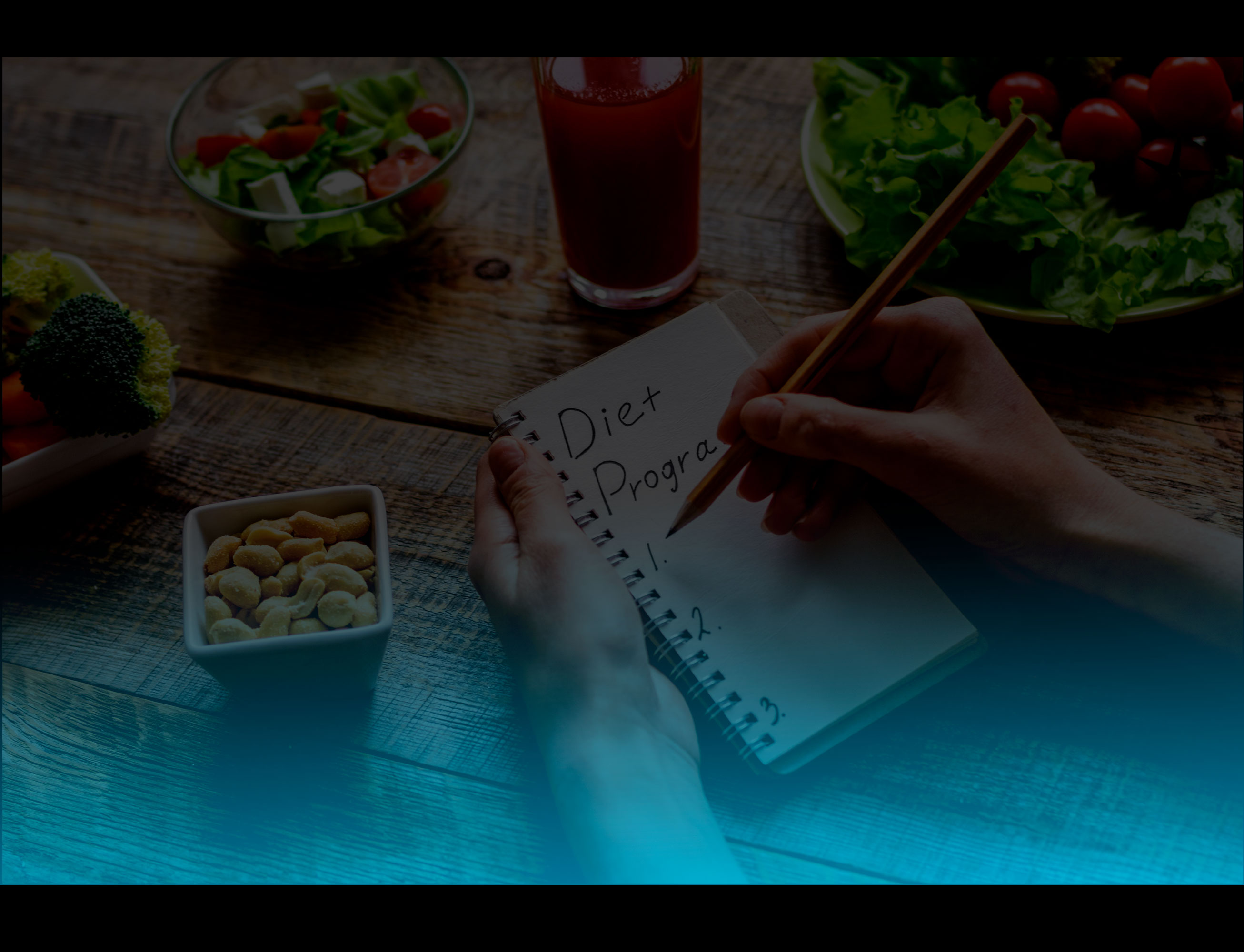 Healthy food and nutritionist workspace background